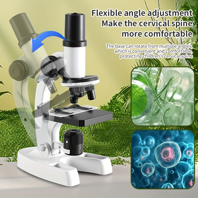 Kit microscopio didattico specifico per studenti - Microscopio scientifico con zoom 300X-1200X per uso interno, esterno e in laboratorio - Materiale PC resistente, ideale per biologia e tecniche di laboratorio, accessori per