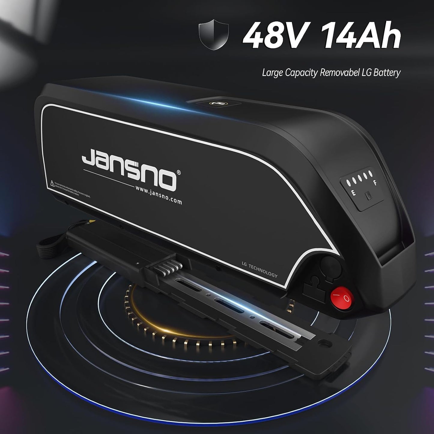 JANSNO Bicicletta Elettrica 20" x 4.0 Fat Tire, 7 Velocità Bici Elettrica, Freni a Disco Meccanici Anteriori e Posteriori, E-Bike per Adulti, Batteria Rimovibile 48V 14Ah