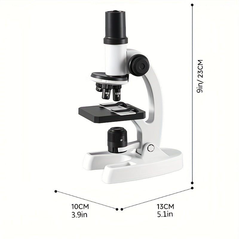 Kit microscopio didattico specifico per studenti - Microscopio scientifico con zoom 300X-1200X per uso interno, esterno e in laboratorio - Materiale PC resistente, ideale per biologia e tecniche di laboratorio, accessori per