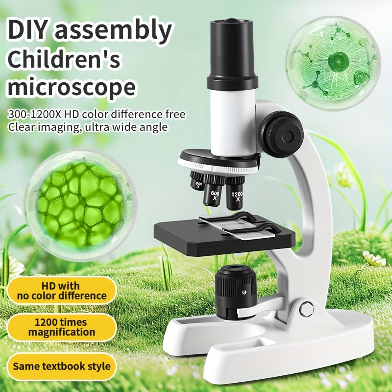 Kit microscopio didattico specifico per studenti - Microscopio scientifico con zoom 300X-1200X per uso interno, esterno e in laboratorio - Materiale PC resistente, ideale per biologia e tecniche di laboratorio, accessori per