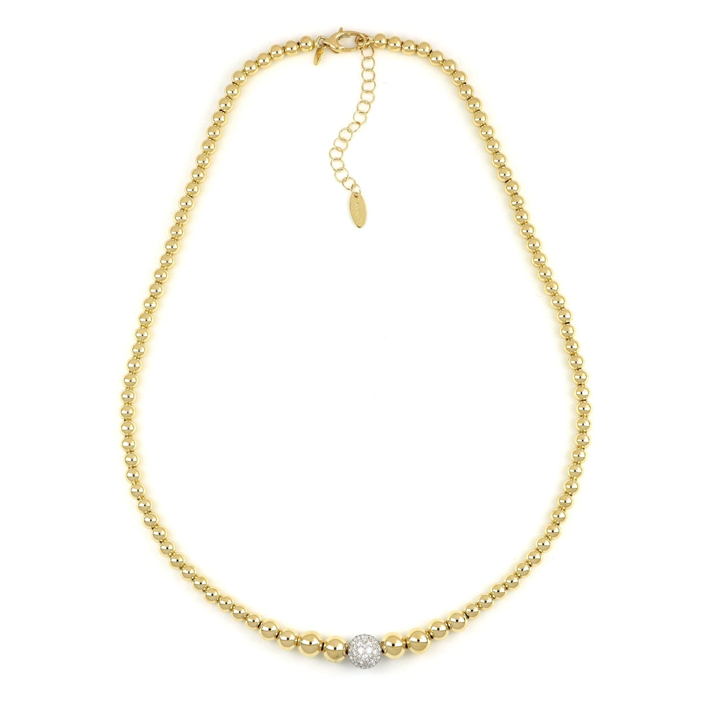 Collana Universo Media Sfere A Scalare Oro Lucido Giallo e Diamanti