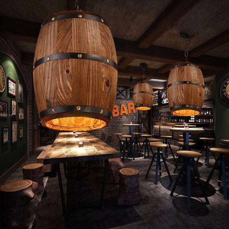 American bar chandelier retro bar barrel light old-fashioned creative personality