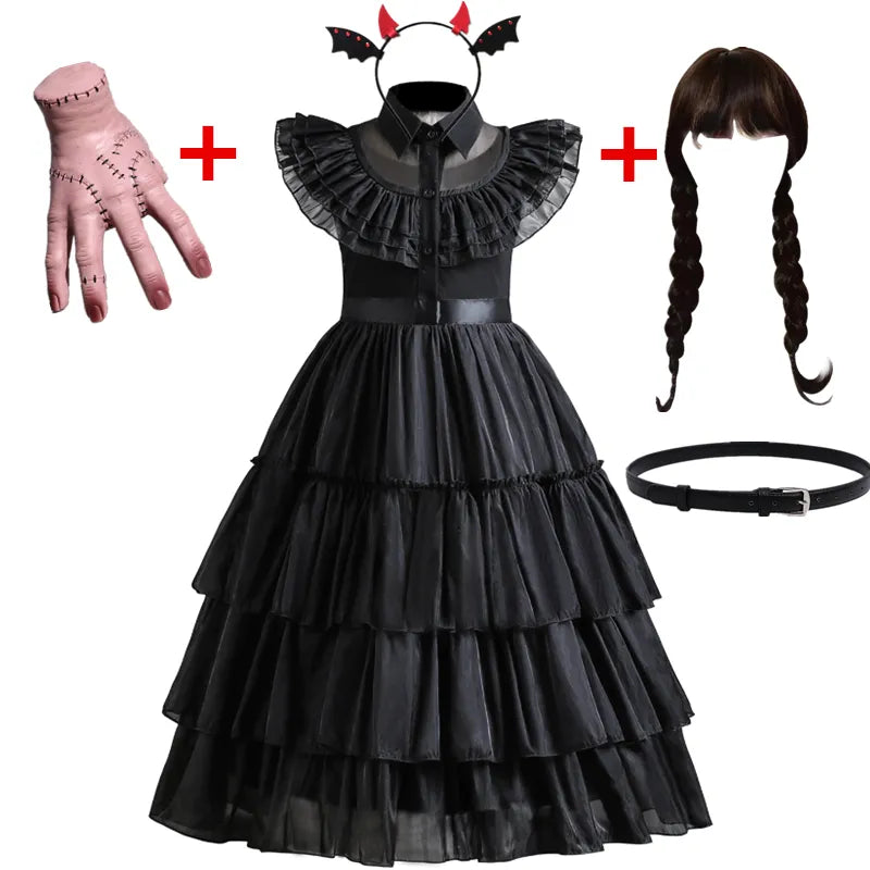 Mercoledì Addams ,Costume da Carnevale /Halloween .Abiti per bambini