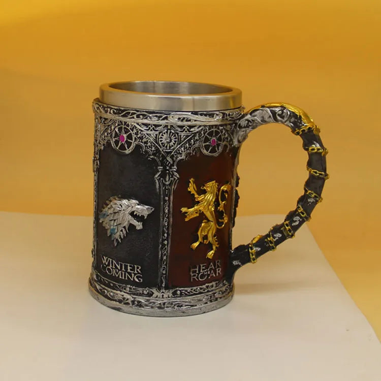 Tazza Birra vichinga in resina e in acciaio inossidabile
