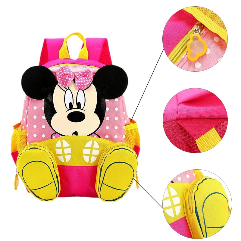 Zaino per bambini con tasche multiple di Topolino, grande capacità, grazioso zaino per la scuola materna, per ragazzi e ragazze