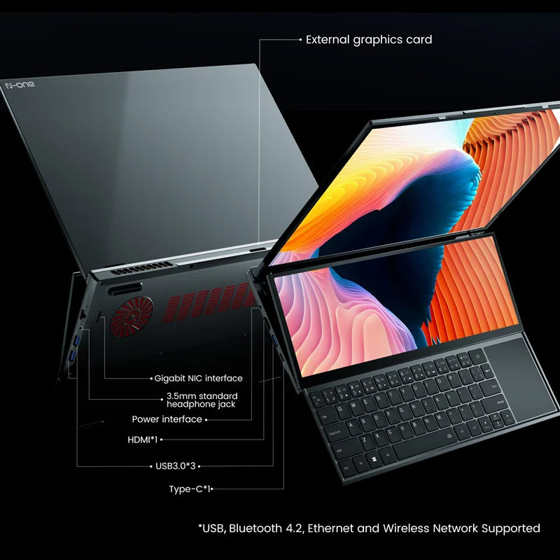 N-one NBook Fly Laptop 16 GB+ 1 TB Intel Core I9 Doppio schermo, Windows 11
