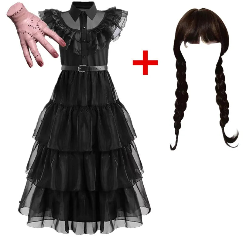 Mercoledì Addams ,Costume da Carnevale /Halloween .Abiti per bambini
