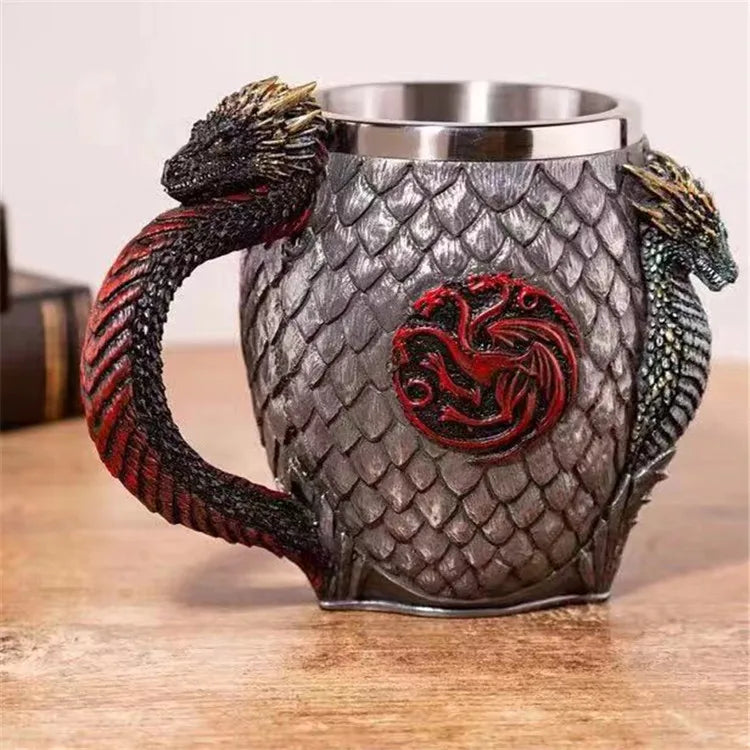 Tazza Birra vichinga in resina e in acciaio inossidabile
