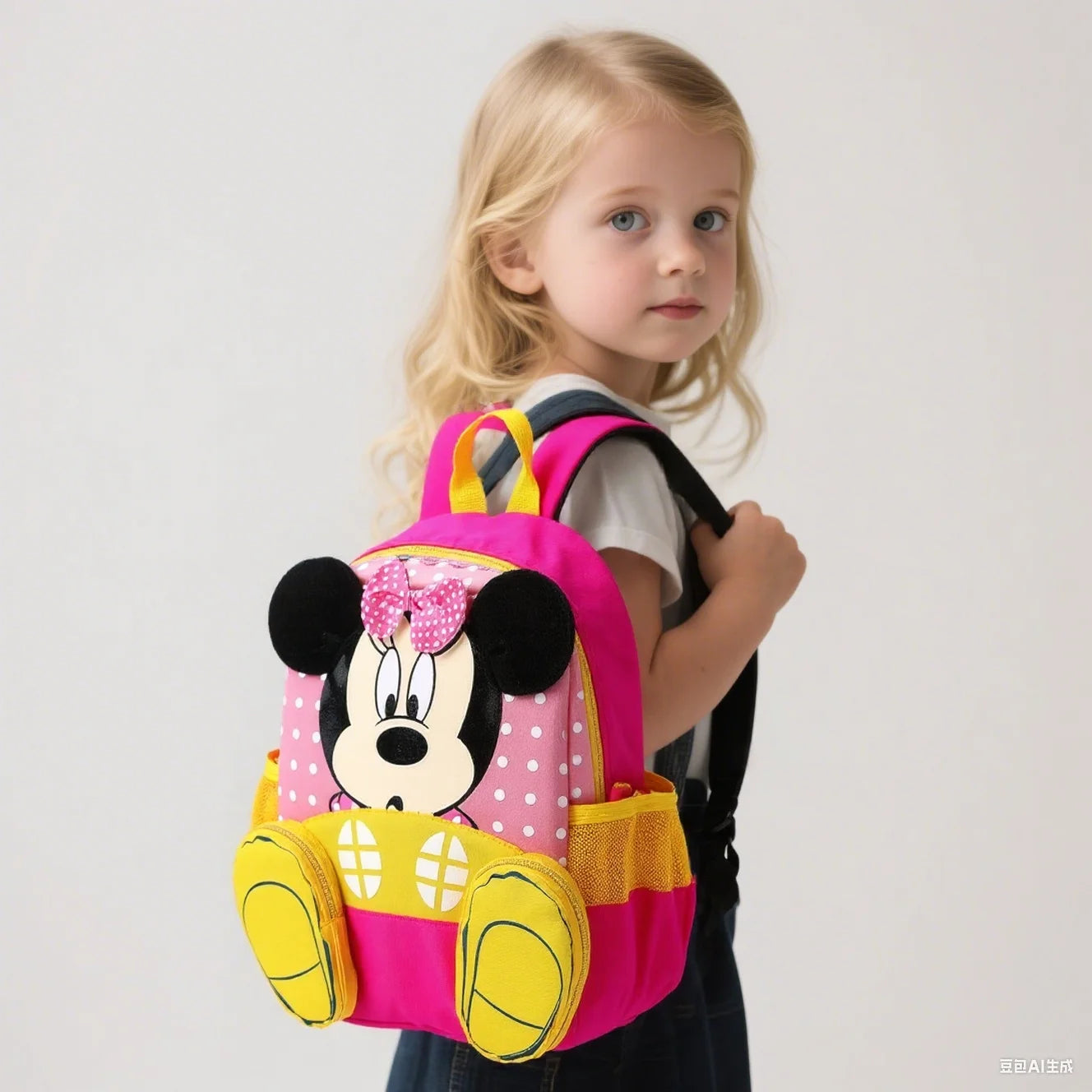 Zaino per bambini con tasche multiple di Topolino, grande capacità, grazioso zaino per la scuola materna, per ragazzi e ragazze