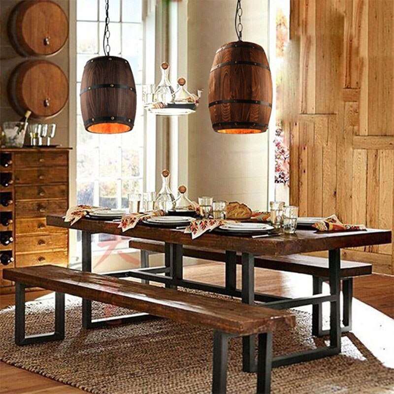American bar chandelier retro bar barrel light old-fashioned creative personality