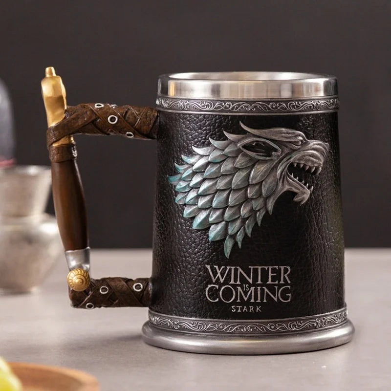 Tazza Birra vichinga in resina e in acciaio inossidabile