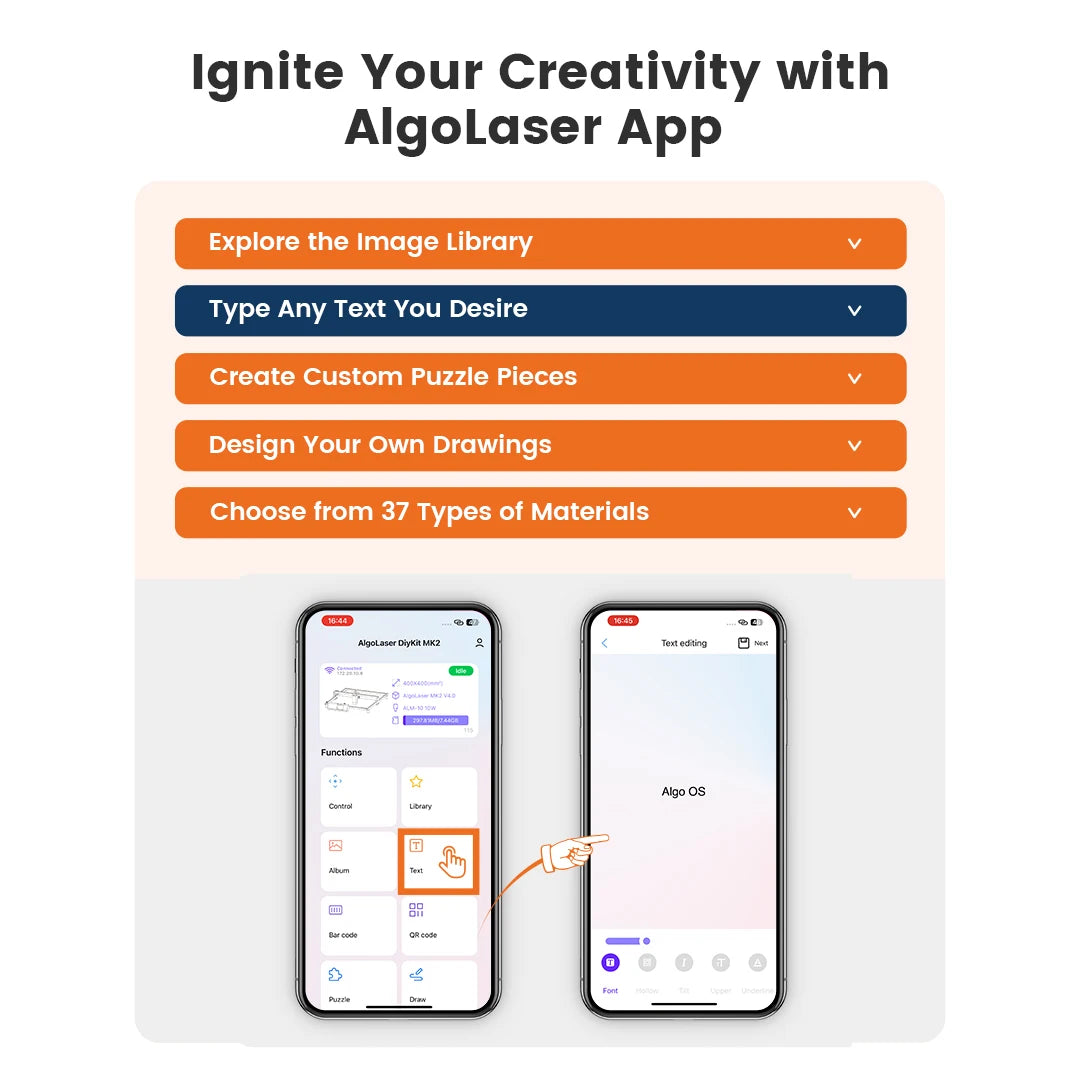 AlgoLaser DIY KIT MK2 Incisore laser Potenza di uscita 10 W, touch screen a colori da 3,5", controllo offline dell'app, strumento di taglio per incisore fai da te