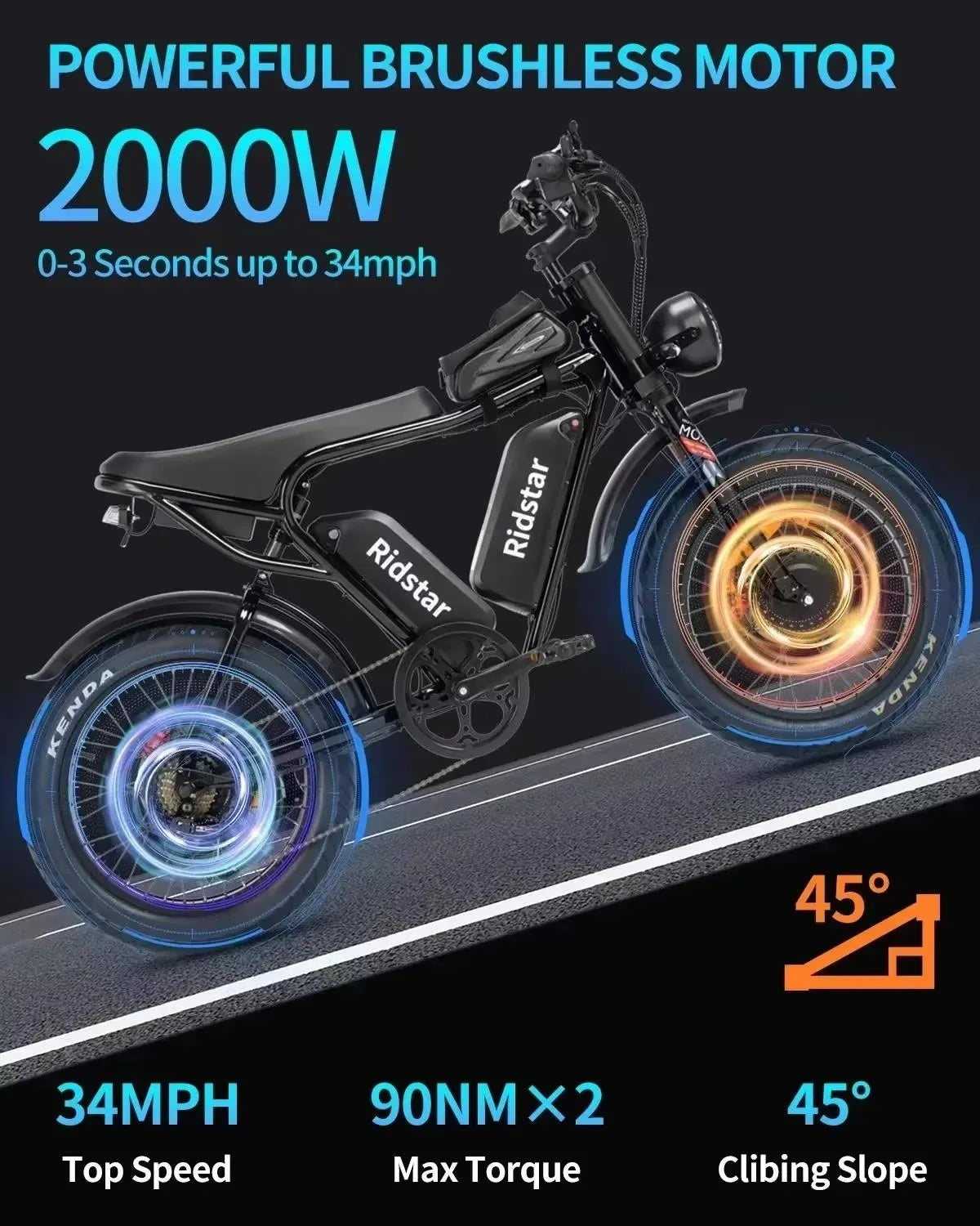 Bicicletta elettrica Ridstar Q20 2000W