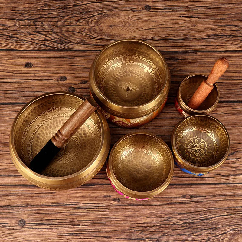 Tibetan Nepal Handmade Singing Bowls set Buddha Mantra