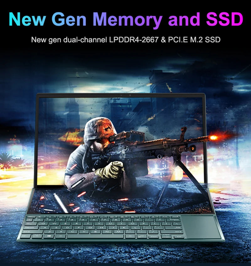N-one Nbook Fly Laptops 16GB+1T Intel® Core™ i7-10850H Windows 11 Pro Double Screen