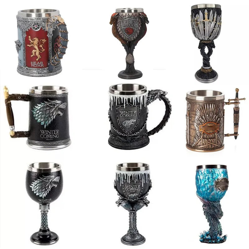 Tazza Birra vichinga in resina e in acciaio inossidabile
