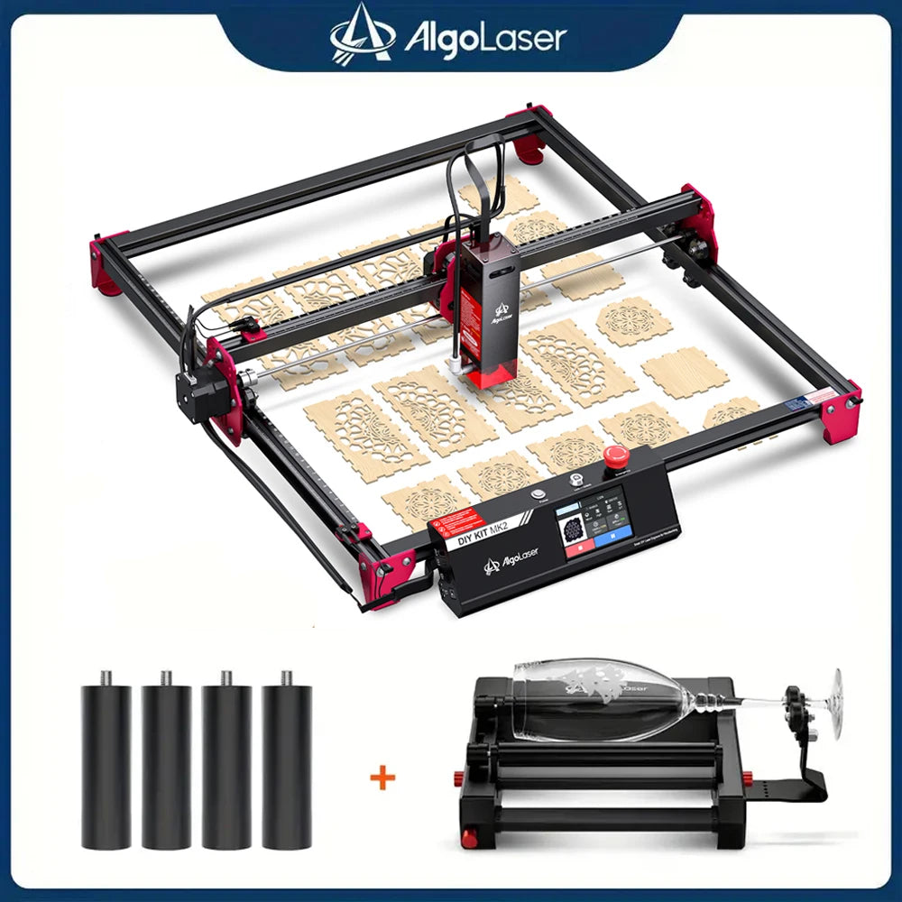 AlgoLaser DIY KIT MK2 Incisore laser Potenza di uscita 10 W, touch screen a colori da 3,5", controllo offline dell'app, strumento di taglio per incisore fai da te
