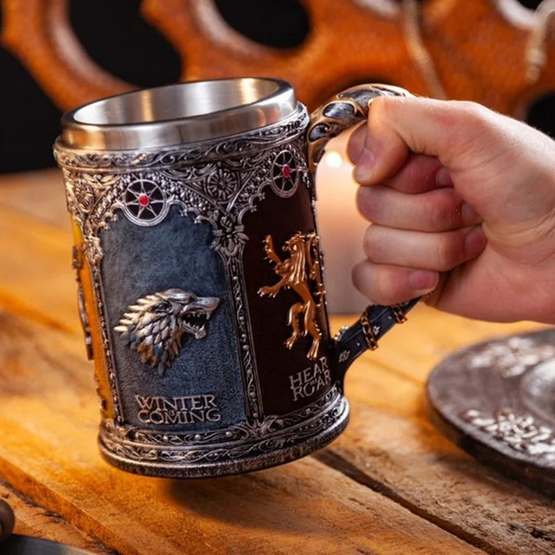 Tazza Birra vichinga in resina e in acciaio inossidabile