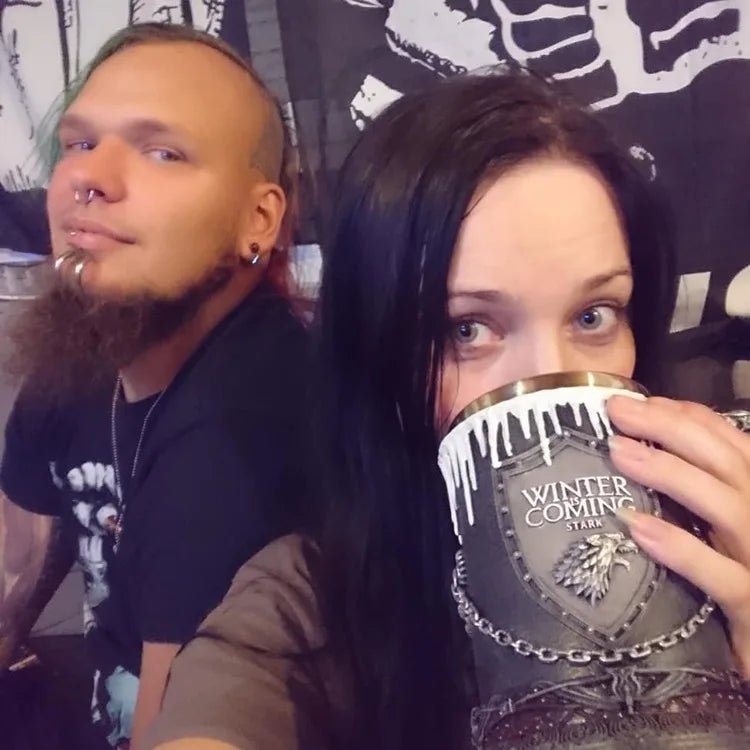 Tazza Birra vichinga in resina e in acciaio inossidabile