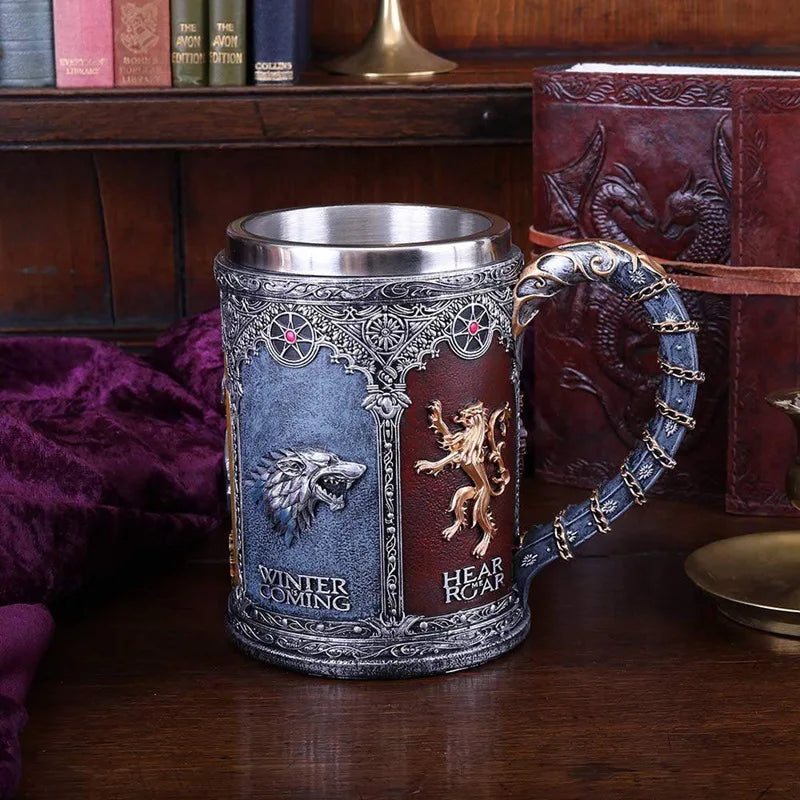 Tazza Birra vichinga in resina e in acciaio inossidabile