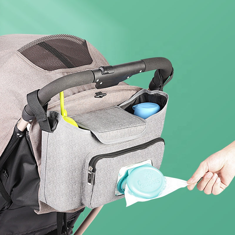 Light Weight Large Capacity Kodra Fabric Zipper Baby Diaper Stroller Organizer Bag