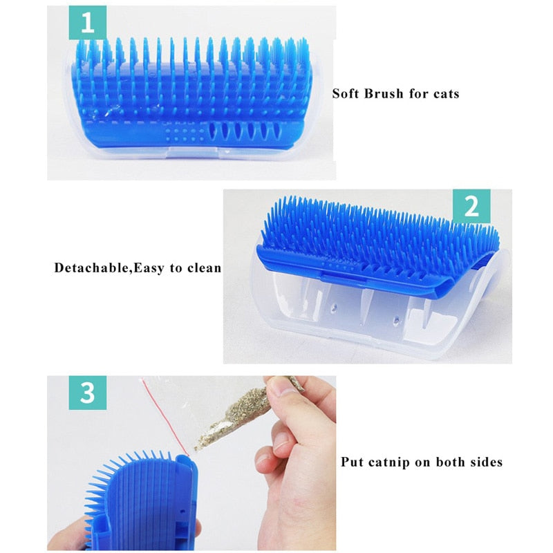 Removable Cat Corner Brush Plastic Pet Comb Kitten Corner Scratching Rubbing Brush Pet Self Grooming Cleaning Brushes