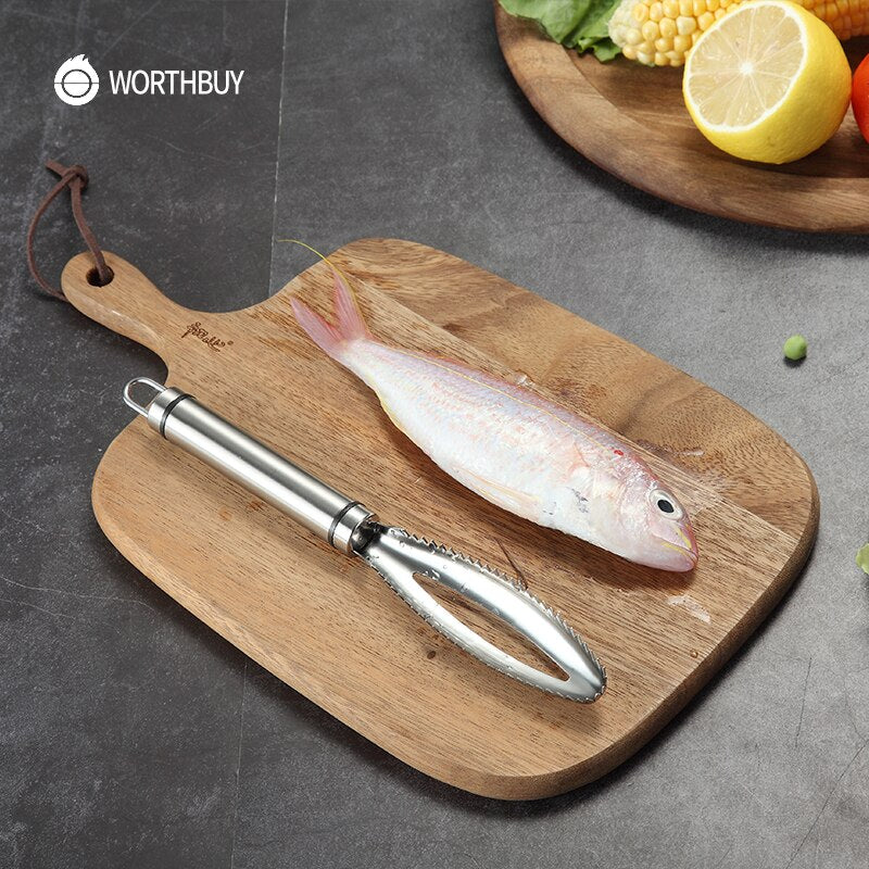 WORTHBUY 18/8 Stainless Steel Fish ScalerSPECIFICATIONSType: Seafood ToolsSuitable Occasions: Kitchen And Home,RestaurantStyle: ChineseSize: 23 x 3cmSeafood Tools Type: Seafood Crackers & PicksOrigin: M1InterMedia WorldI'M'"WorldWORTHBUY 18/8 Stainless Steel Fish Scaler