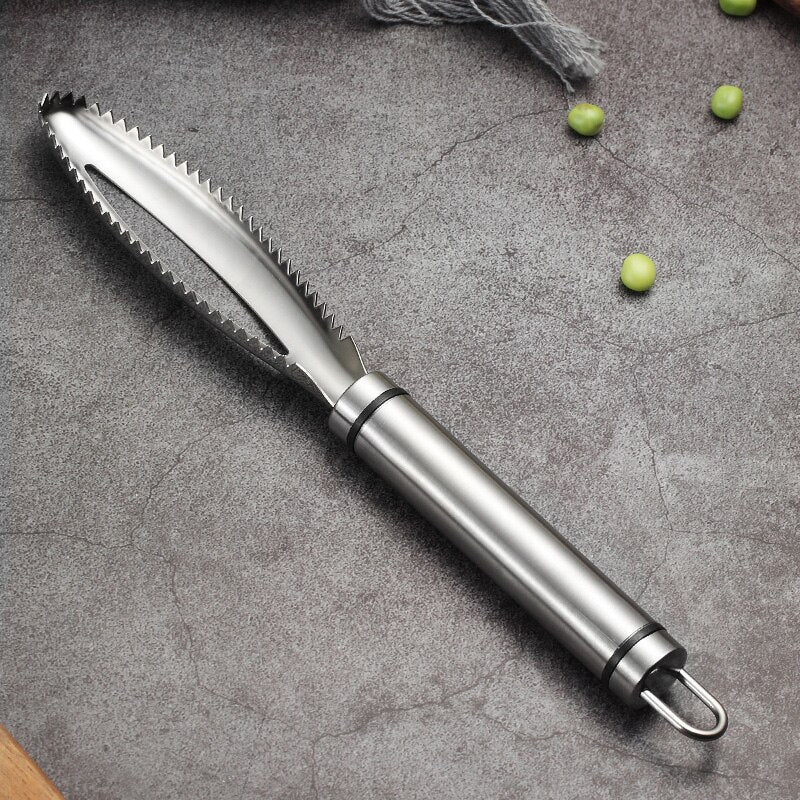 WORTHBUY 18/8 Stainless Steel Fish ScalerSPECIFICATIONSType: Seafood ToolsSuitable Occasions: Kitchen And Home,RestaurantStyle: ChineseSize: 23 x 3cmSeafood Tools Type: Seafood Crackers & PicksOrigin: M1InterMedia WorldI'M'"WorldWORTHBUY 18/8 Stainless Steel Fish Scaler