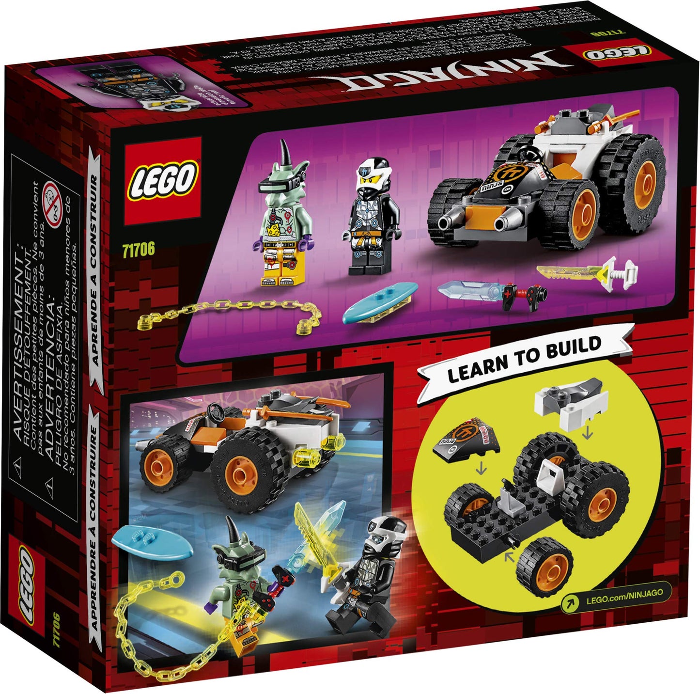 LEGO & NINJAGO Cole’s Speeder Car 71706 Ninja Car Building Kit (52SPECIFICATIONSWarning: 4+Recommend Age: 12+y,18+,14+yPlastic Type: ABSPlastic Block Shape: Self-Locking BricksOrigin: Mainland ChinaModel Number: 71706Material: Plasmattoncino LegoIntermedia WorldI'M'"WorldSpeeder Car 71706 Ninja Car Building Kit (52 Pieces)