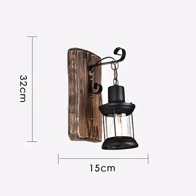 Retro Wood Wall Lamp for Home Balcony Garden