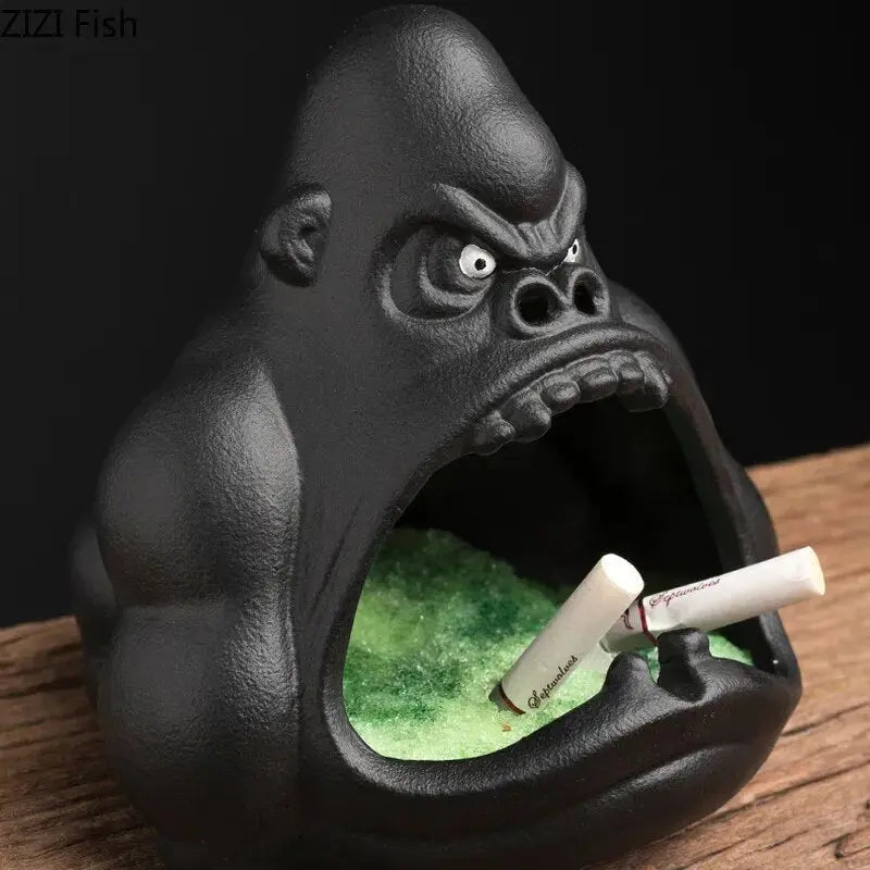 Ceramic Cartoon Animal Ashtray Orangutan Anti-ash Car Large Capacity - Image #4