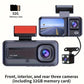Tripla Fotocamera HD Visione Notturna - Scatola Nera DVR Auto a 3 Canali con Obiettivi Integrati Anteriore/Posteriore, Registrazione 1.3MP, Video in Loop 24h e Funzione Infrarossi