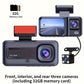 Tripla Fotocamera HD Visione Notturna - Scatola Nera DVR Auto a 3 Canali con Obiettivi Integrati Anteriore/Posteriore, Registrazione 1.3MP, Video in Loop 24h e Funzione Infrarossi
