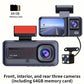 Tripla Fotocamera HD Visione Notturna - Scatola Nera DVR Auto a 3 Canali con Obiettivi Integrati Anteriore/Posteriore, Registrazione 1.3MP, Video in Loop 24h e Funzione Infrarossi