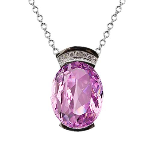 46 carati ovale rosa kunzite gemma collana pendente oro 14k