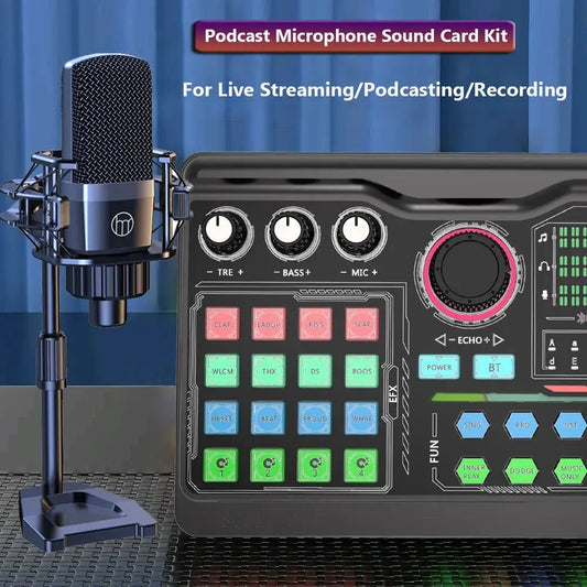 Microfono Scheda audio Kit per PC Smartphone Laptop Computer Registrazione Vlog Streaming live YouTube - Image #1