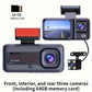 Tripla Fotocamera HD Visione Notturna - Scatola Nera DVR Auto a 3 Canali con Obiettivi Integrati Anteriore/Posteriore, Registrazione 1.3MP, Video in Loop 24h e Funzione Infrarossi