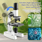 Kit microscopio didattico specifico per studenti - Microscopio scientifico con zoom 300X-1200X per uso interno, esterno e in laboratorio - Materiale PC resistente, ideale per biologia e tecniche di laboratorio, accessori per