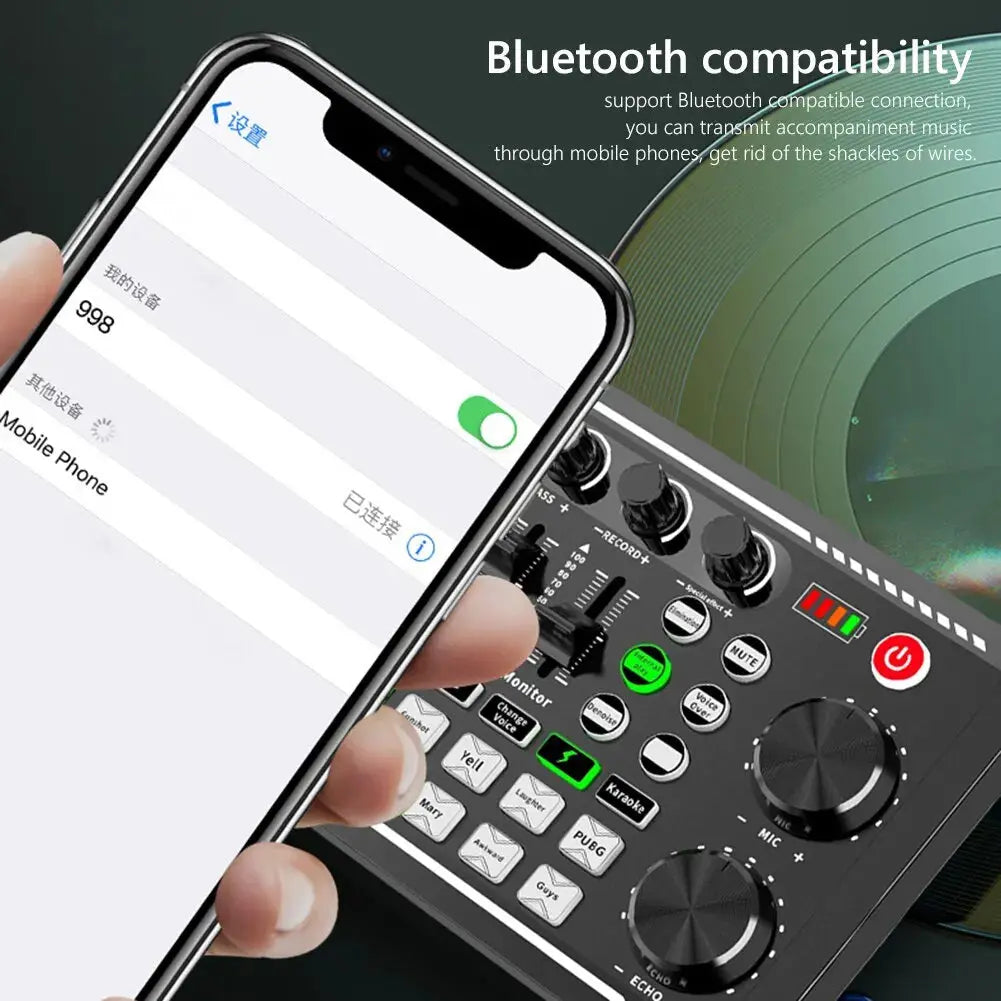 Scheda audio F998 Registrazione da studio professionale compatibile con Bluetooth per telefono PC Console di missaggio audio Amplificatore Mixer di musica dal vivo - Image #3