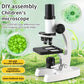 Kit microscopio didattico specifico per studenti - Microscopio scientifico con zoom 300X-1200X per uso interno, esterno e in laboratorio - Materiale PC resistente, ideale per biologia e tecniche di laboratorio, accessori per