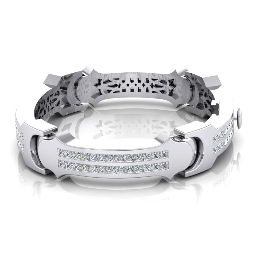 Bracciale Principessa Vero Diamante Large Da Uomo In Oro Pesante 6 mm Di Spessore 16 Carati