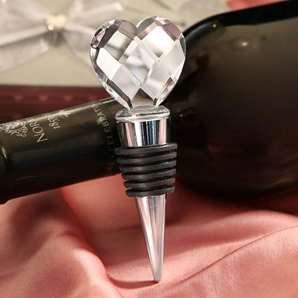 Champagne Stopper Chrome Wine Cork Crystal Heart