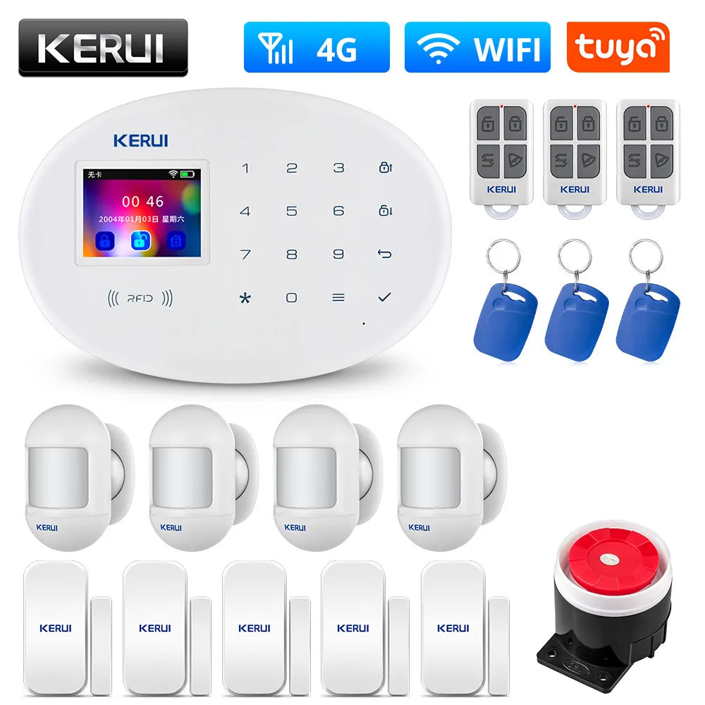 KERUI W20 WIFI GSM 4G Sistema di allarme 433Mhz Sicurezza domestica Tuya Smart Android IOS Phone APP 8 Interruttore lingua Kit allarme antifurto