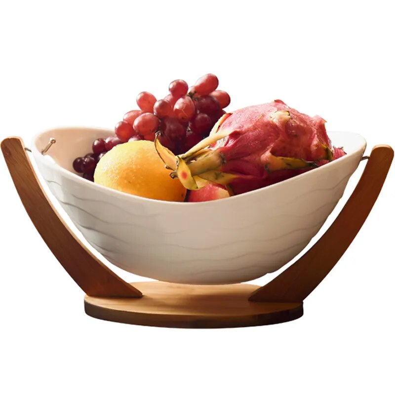 ceramic Fruit bowl hotel vegetable bowl bamboo