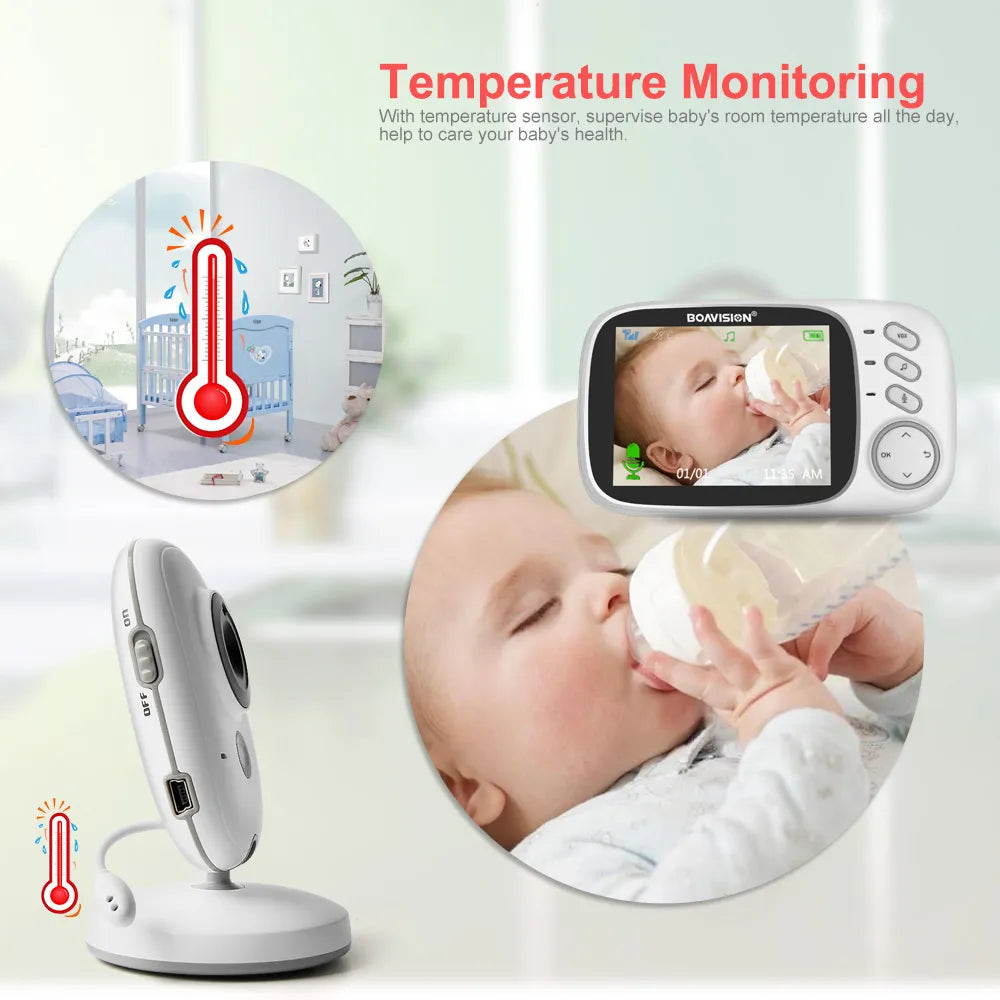 VB603 Video Baby Monitor 2.4G Wireless con LCD da 3,2 pollici Audio bidirezionale Talk Visione notturna Telecamera di sicurezza di sorveglianza Babysitter