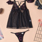 Black Lace Mesh Babydoll Set