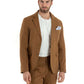 Abito Uomo Monopetto Completo Lino Sartoriale Giacca Pantaloni Tinta Unita Camel