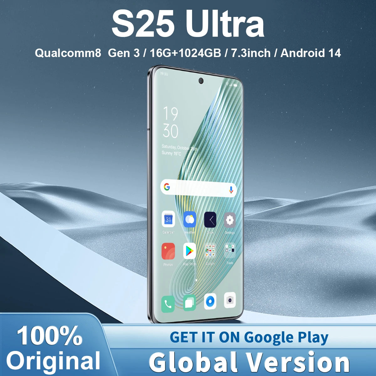 S25 5G 7,3 pollici ad alta definizione Android14 Snapdragon 8, gen 3, 10core dual SIM telefono 7800mAh