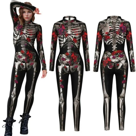 Halloween per adulti Diavolo Fantasma Donna Cosplay Scheletro Rosa Zombie