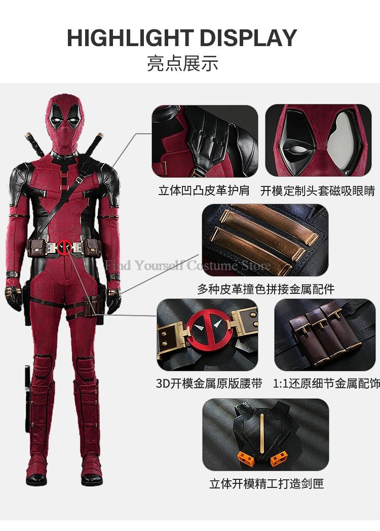 Cosplay maschera Deadpooling 3 con occhiali magnetici Wade Winston Wilson tuta cintura costume cosplay